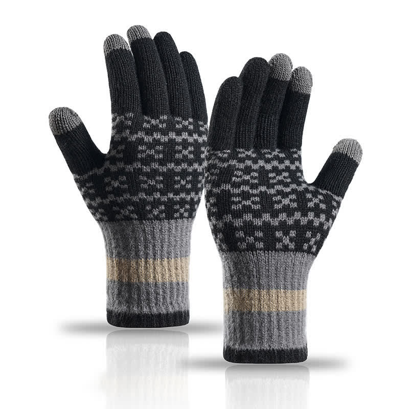 Chic Geometric Pattern Ethnic Style Knitted Gloves - Image 9