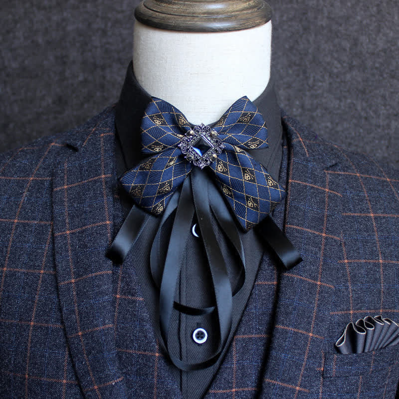 Classic British Style Ribbon Tassel Bow Tie - Image 21