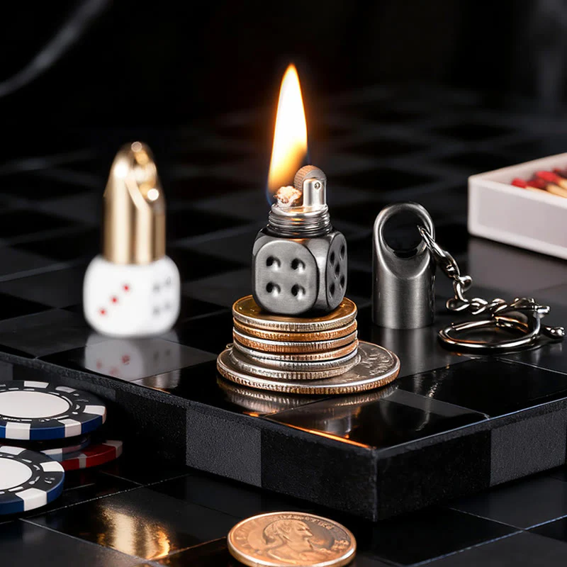 Classic Mini Dice Refillable Kerosene Lighter Keychain - Image 8