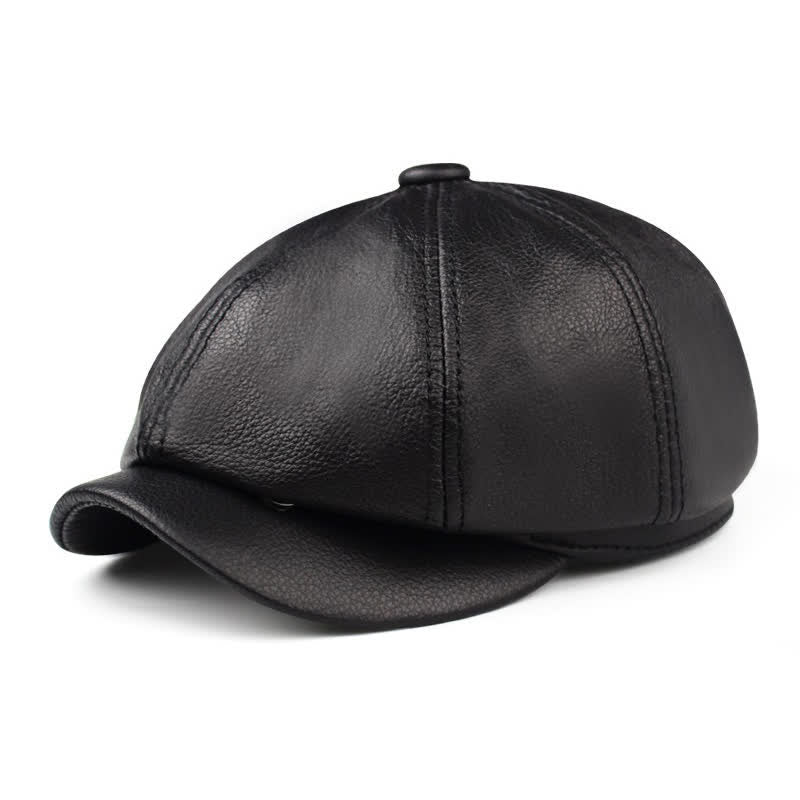 Classic Newsboy Retro Gatsby Leather Beret Hat - Image 3