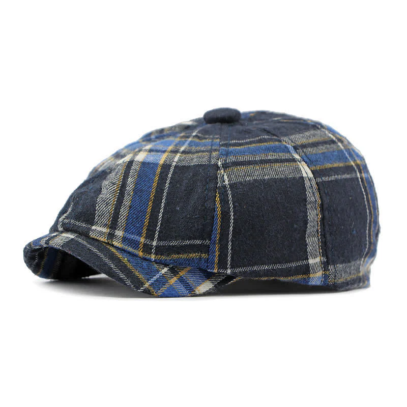 Classic Plaid Octagonal Stylish British Beret Hat - Image 8