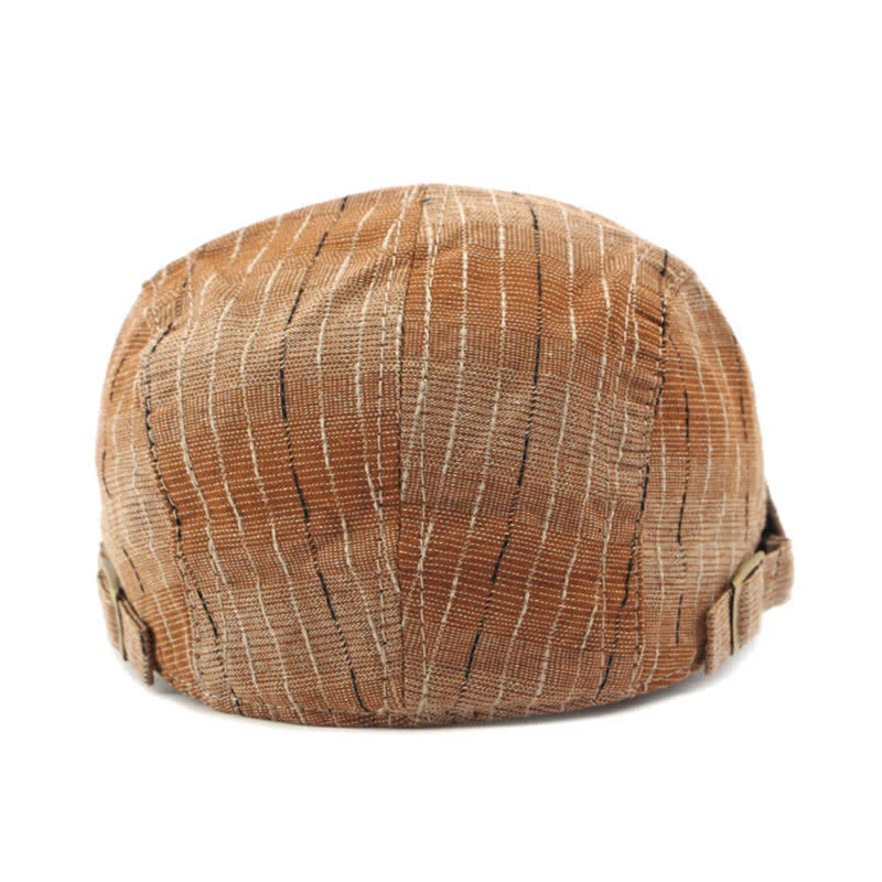 Classic Striped Casual Peaked Flat Beret Hat - Image 12