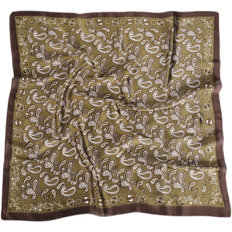 Classic Two Tone Paisley Flower Prints Square Scarf - Image 7