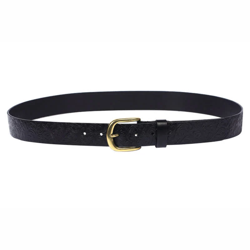 Classical Beautifully Floral Embossed Leather Belt - Image 8