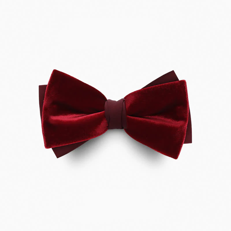 Clearance: Men's Velvet Double Layers Bow Tie - Image 2