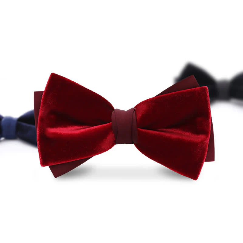 Clearance: Men's Velvet Double Layers Bow Tie - Image 3