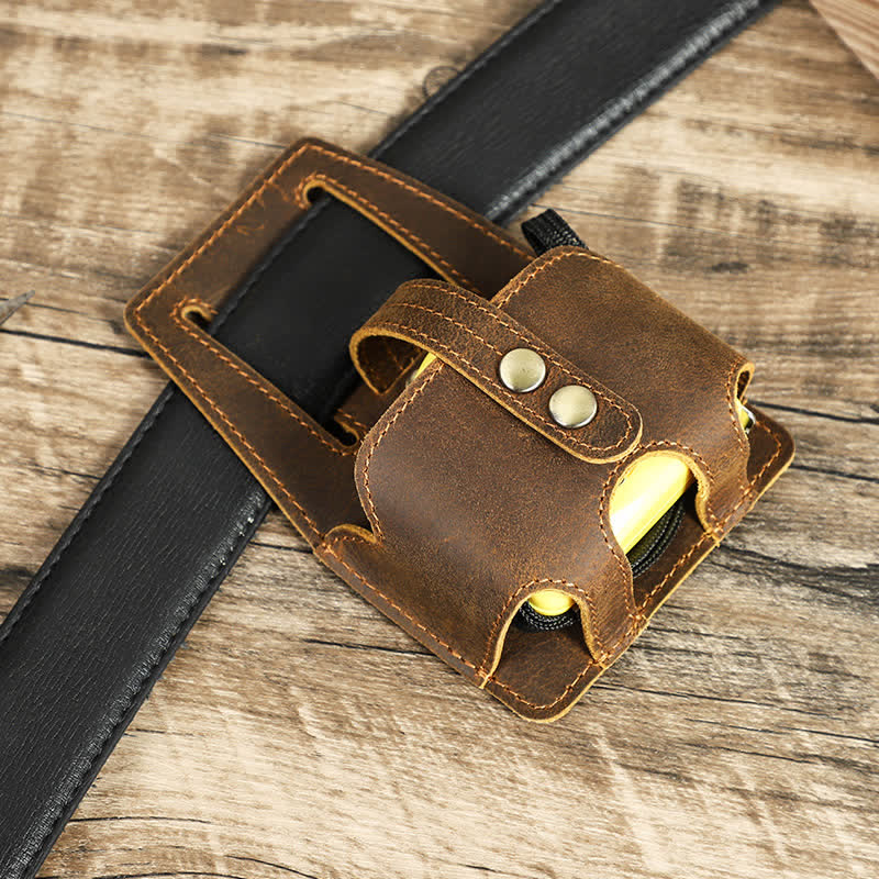 Coffee 5M Steel Measure Case Leather Belt Bag