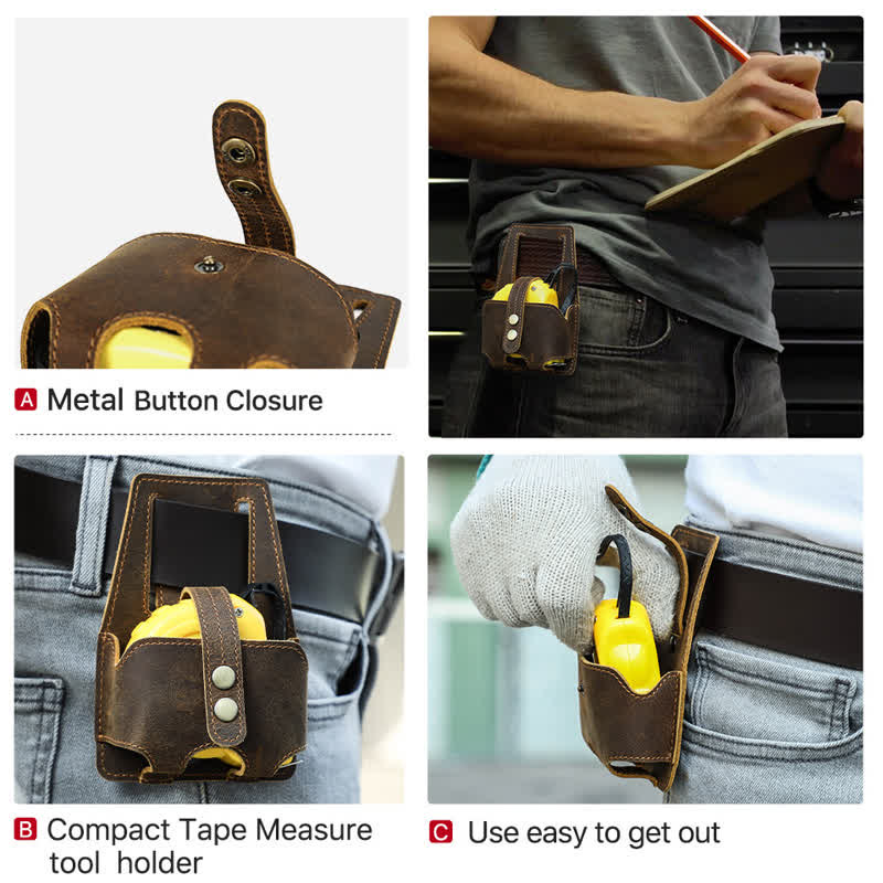 Coffee 5M Steel Measure Case Leather Belt Bag - Image 5