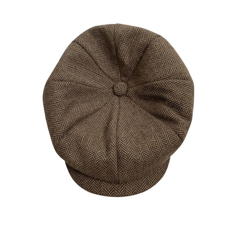 Coffee Fine Herringbone Octagon Beret Cap - Image 7