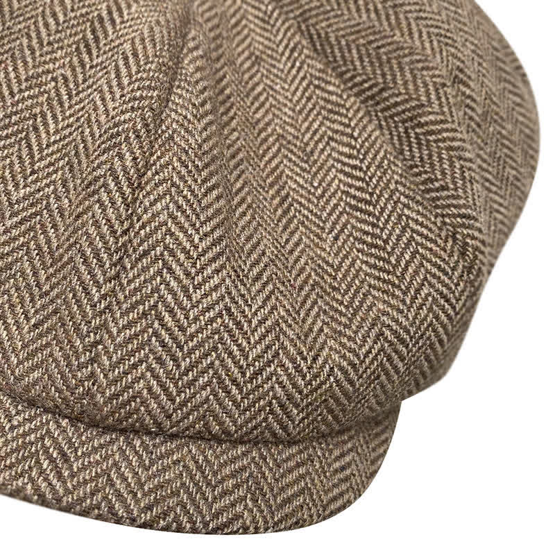 Coffee Fine Herringbone Octagon Beret Cap - Image 9