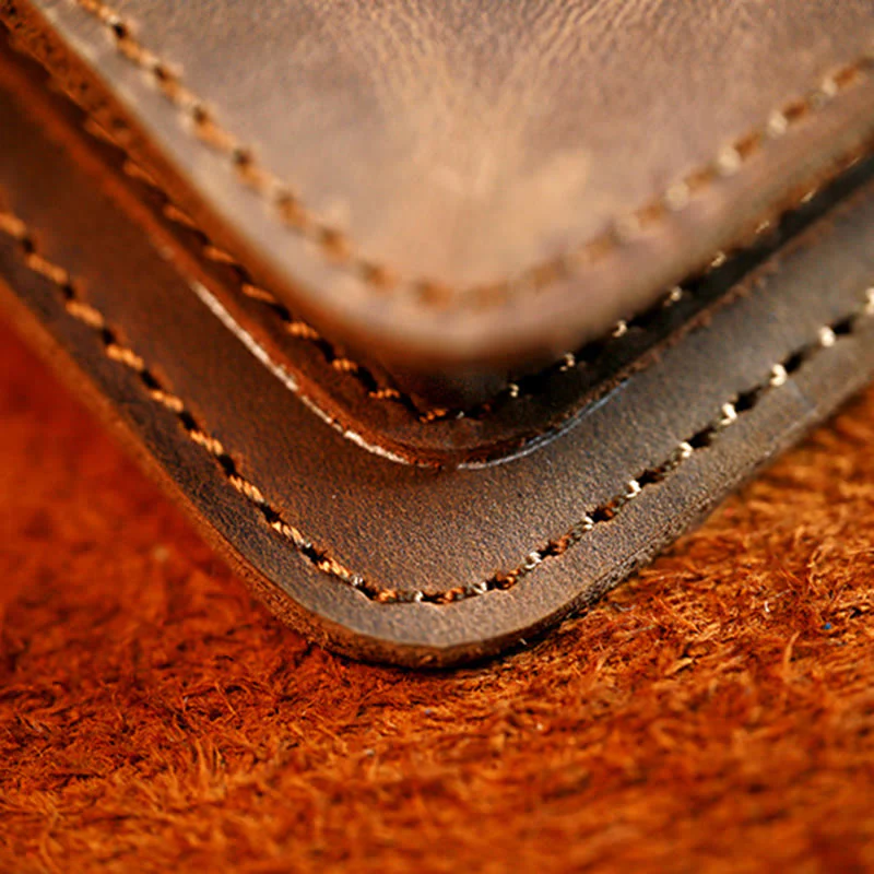 Coffee Mobile Phone Genuine Leather Hanging Waist Belt Bag - Image 10