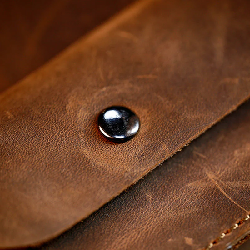Coffee Mobile Phone Genuine Leather Hanging Waist Belt Bag - Image 6