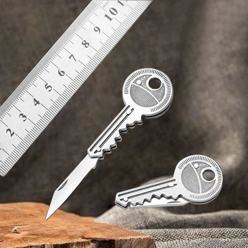Compact Mini Folding Knife Key Shape Keychain - Image 5