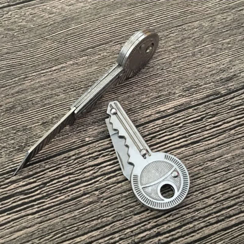 Compact Mini Folding Knife Key Shape Keychain - Image 8