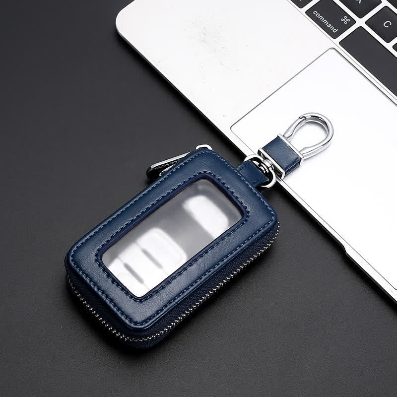Convenient Transparent Window Zipper Leather Key Case - Image 10