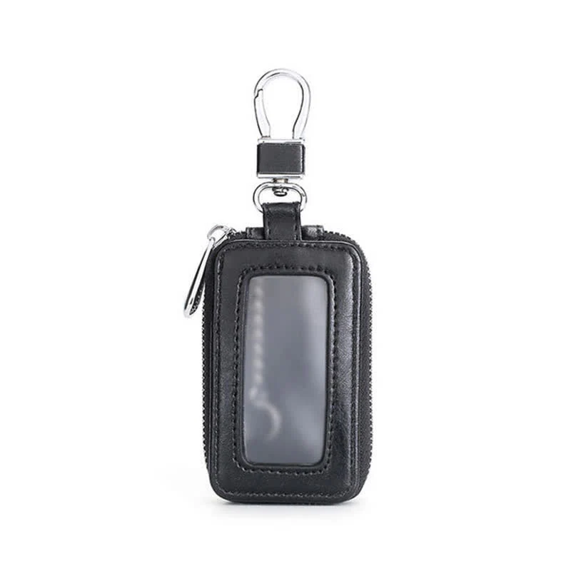 Convenient Transparent Window Zipper Leather Key Case - Image 4