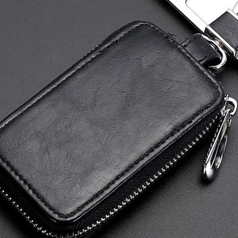 Convenient Transparent Window Zipper Leather Key Case - Image 8