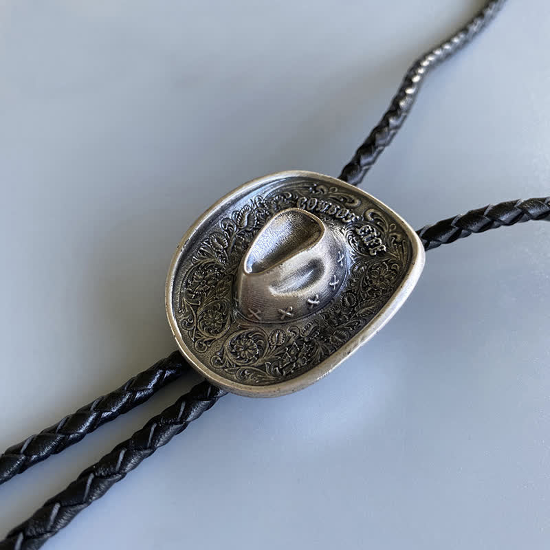 Country Cowboy Life Hat Pendant Bolo Tie - Image 3