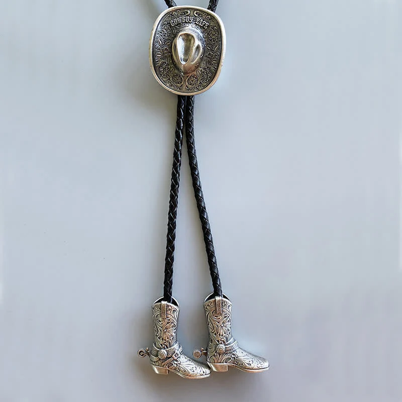 Country Cowboy Life Hat Pendant Bolo Tie - Image 7