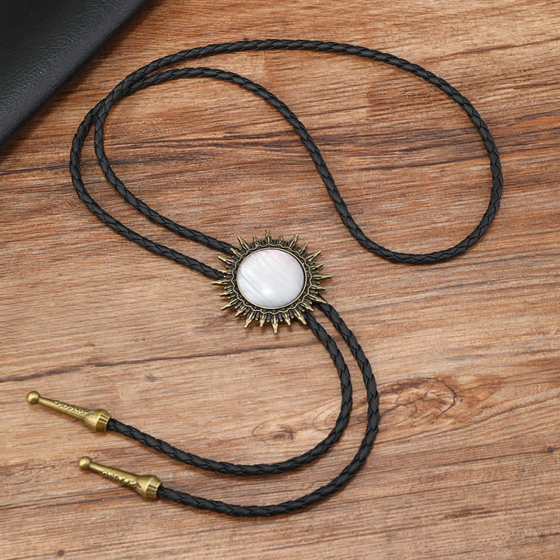 Cowboy Round Resin Gemstones Pendant Bolo Tie - Image 5