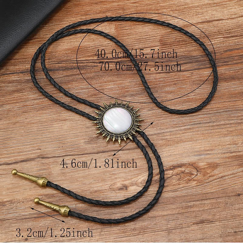 Cowboy Round Resin Gemstones Pendant Bolo Tie - Image 6