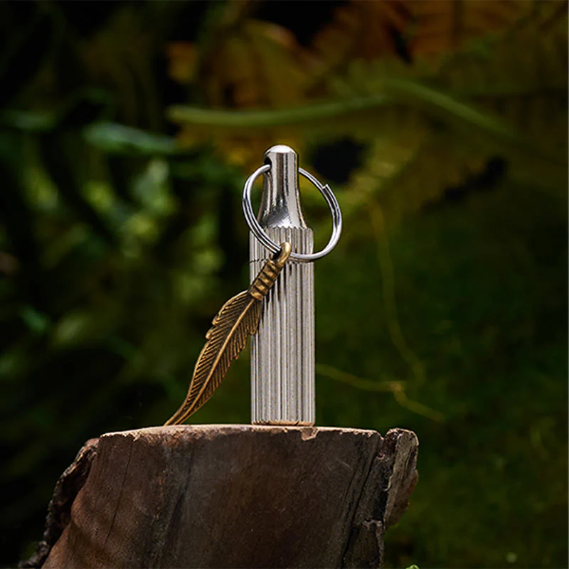 Creative Capsule Knife Keychain Alloy Feather Pendant Silver Necklace - Image 6