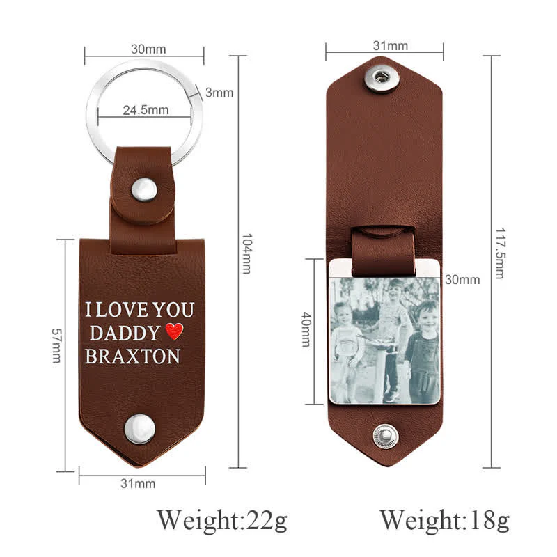 Creative Custom Photo Text Printed Leather Keychain - Image 5