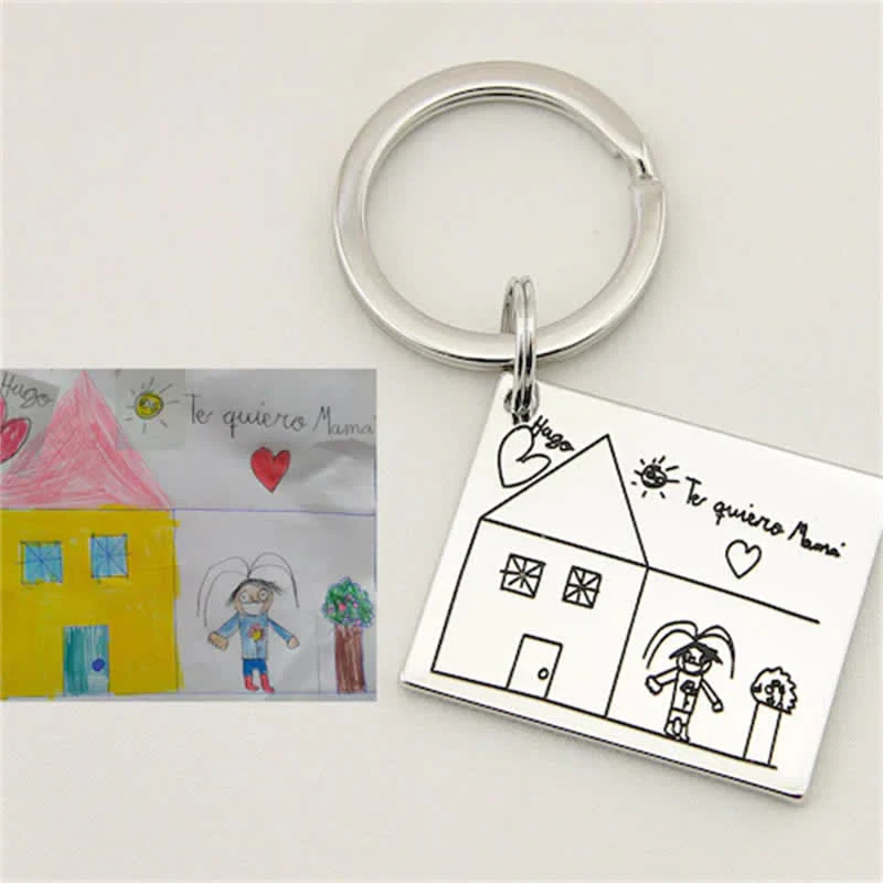 Creative Cutsom Actual Kids Drawing Artwork Keychain - Image 4