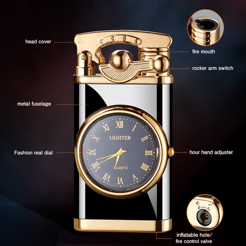 Creative Dial Rocker Arm Inflatable Butane Lighter With Clock - Image 4