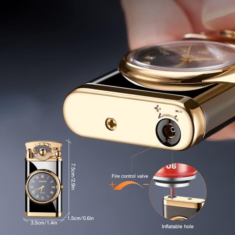 Creative Dial Rocker Arm Inflatable Butane Lighter With Clock - Image 5