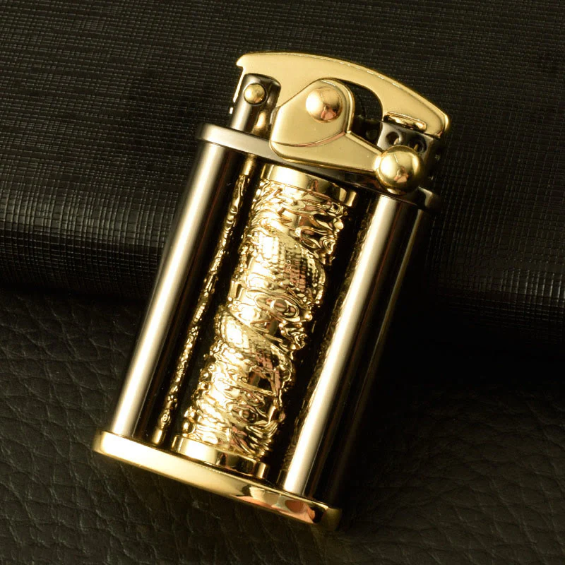 Creative Metal Rolling Flower Golden Dragon Pillar Lighter - Image 5