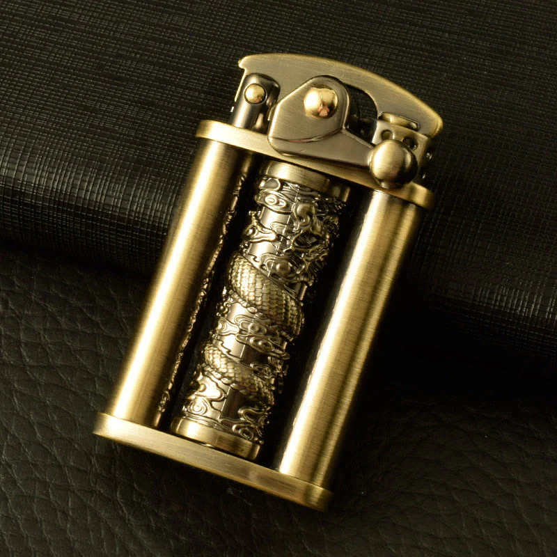 Creative Metal Rolling Flower Golden Dragon Pillar Lighter - Image 7