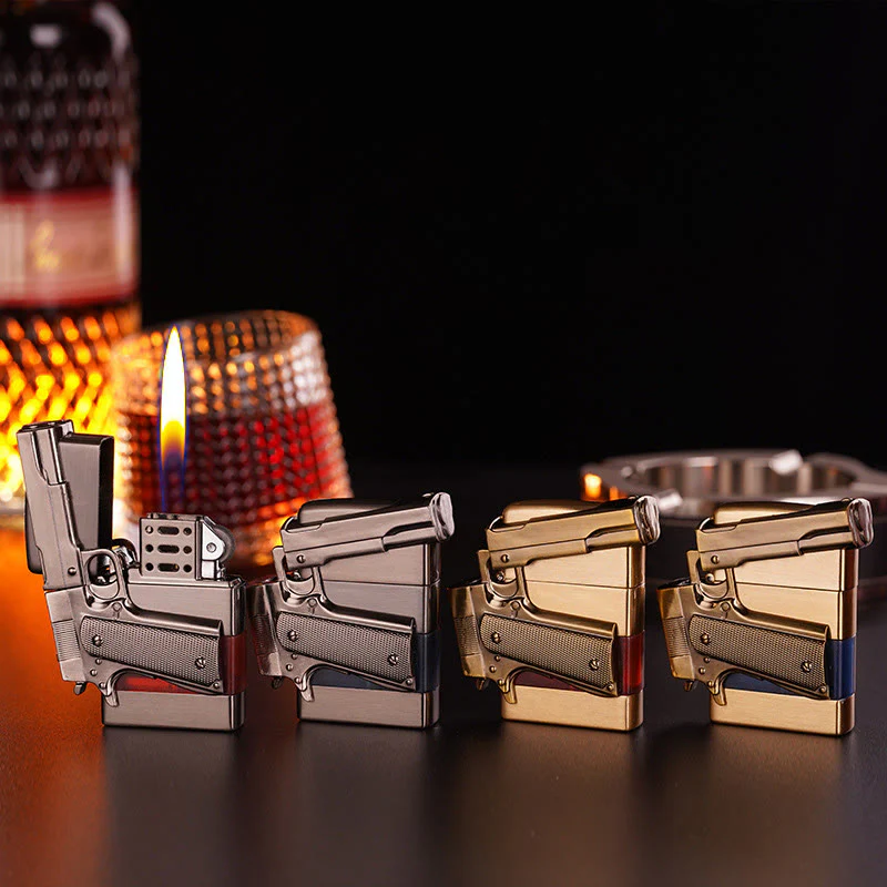 Creative Metal Texture Gun Style Butane Lighter - Image 3