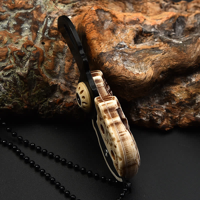 Creative Skull Mini Folding Knife Necklace Keychain With Chain - Image 5
