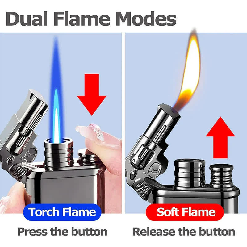 Horse Design Refillable Double Flame Butane Lighter With Clock - Image 5