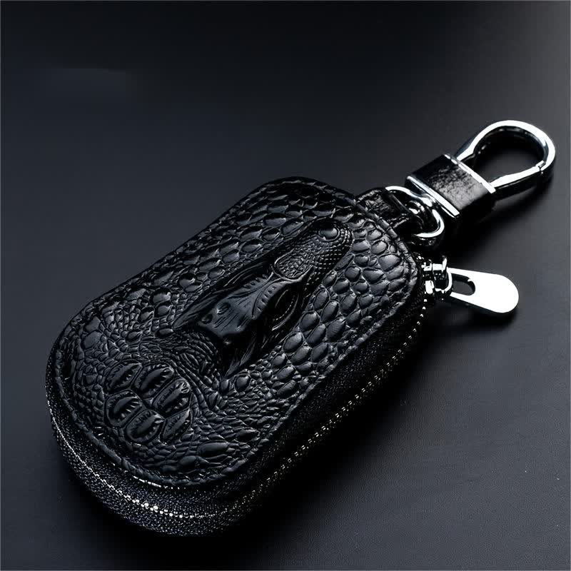 Crocodile Zipper Mini Waist Leather Car Key Case - Image 3