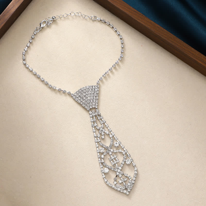 Crystal Rhinestone Party Jewelry Creative Necktie Necklace - Image 3