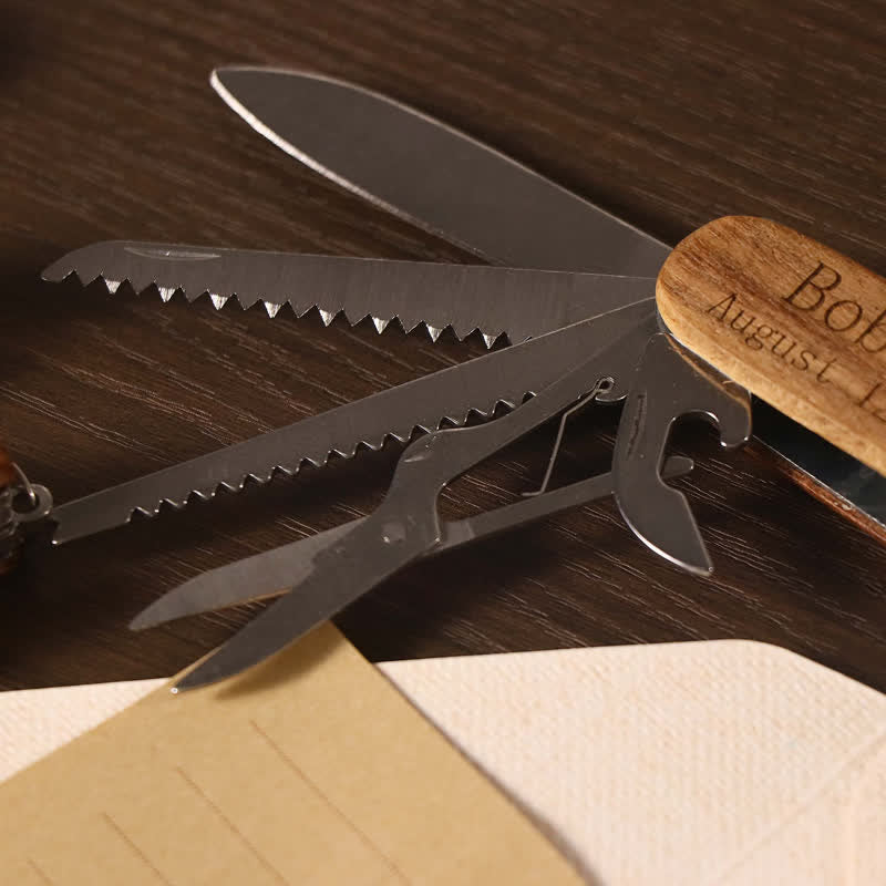 Custom Carving 11 In 1 Multi-Tool Knife Wood Bottle Opener - Image 5