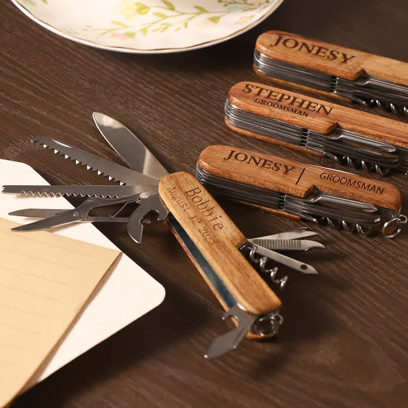 Custom Carving 11 In 1 Multi-Tool Knife Wood Bottle Opener - Image 7