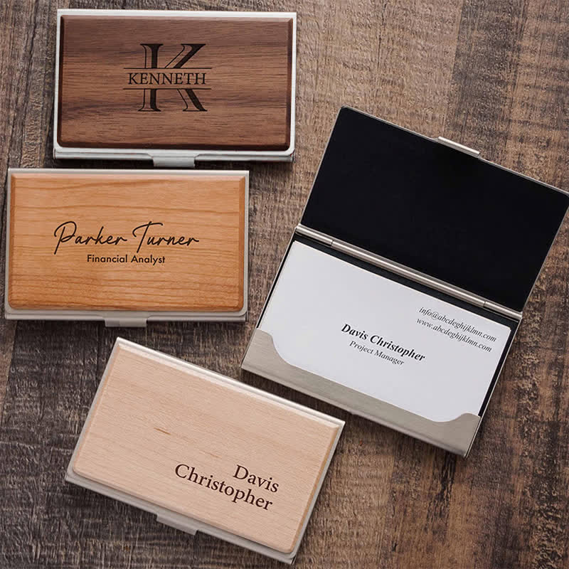 Custom Engraved Name Business Wooden Card Case