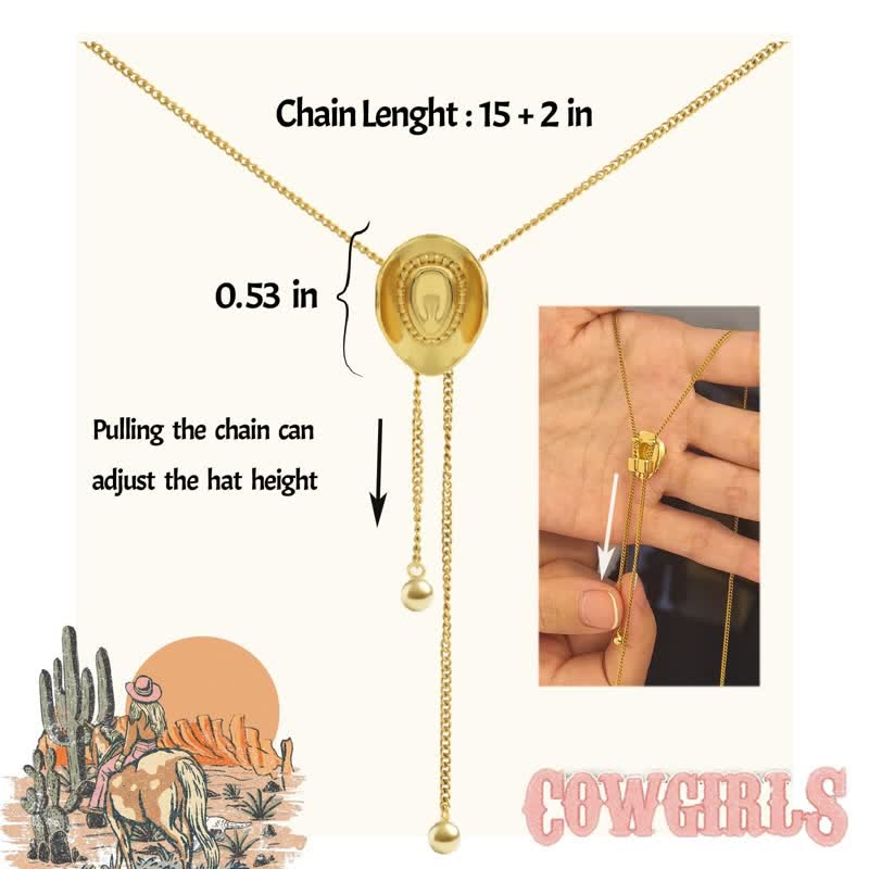 Custom Initial Western Cowboy Hat-Shape Pendant Necklace - Image 7