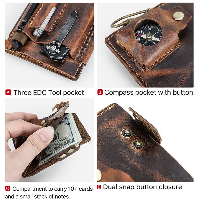 Custom Name EDC Wallet Pocket Organizer Leather Belt Bag - Image 6