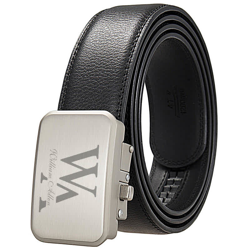 Custom Name Monogram Gift Idea Automatic Buckle Leather Belt - Image 2