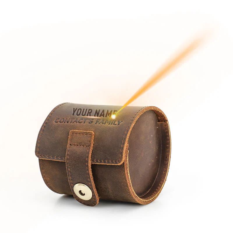 Custom Name Watch Roll Travel Leather Watch Case - Image 12