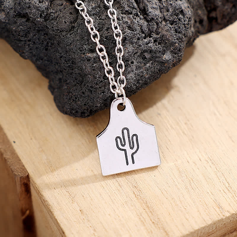 Custom Silver Mini Cattle Tag Initial Stainless Steel Necklace - Image 5