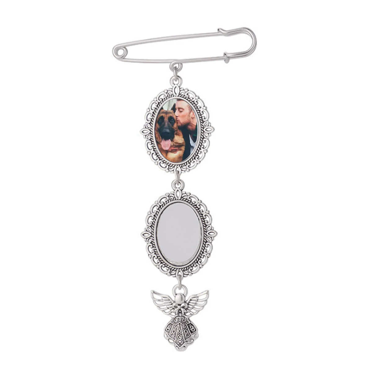 Custom Your Photos Brooch With Angel Pendant Brooch - Image 4