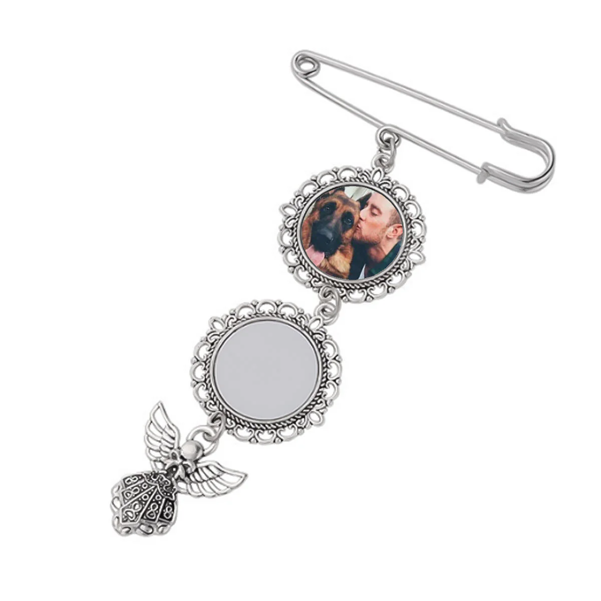 Custom Your Photos Brooch With Angel Pendant Brooch - Image 6