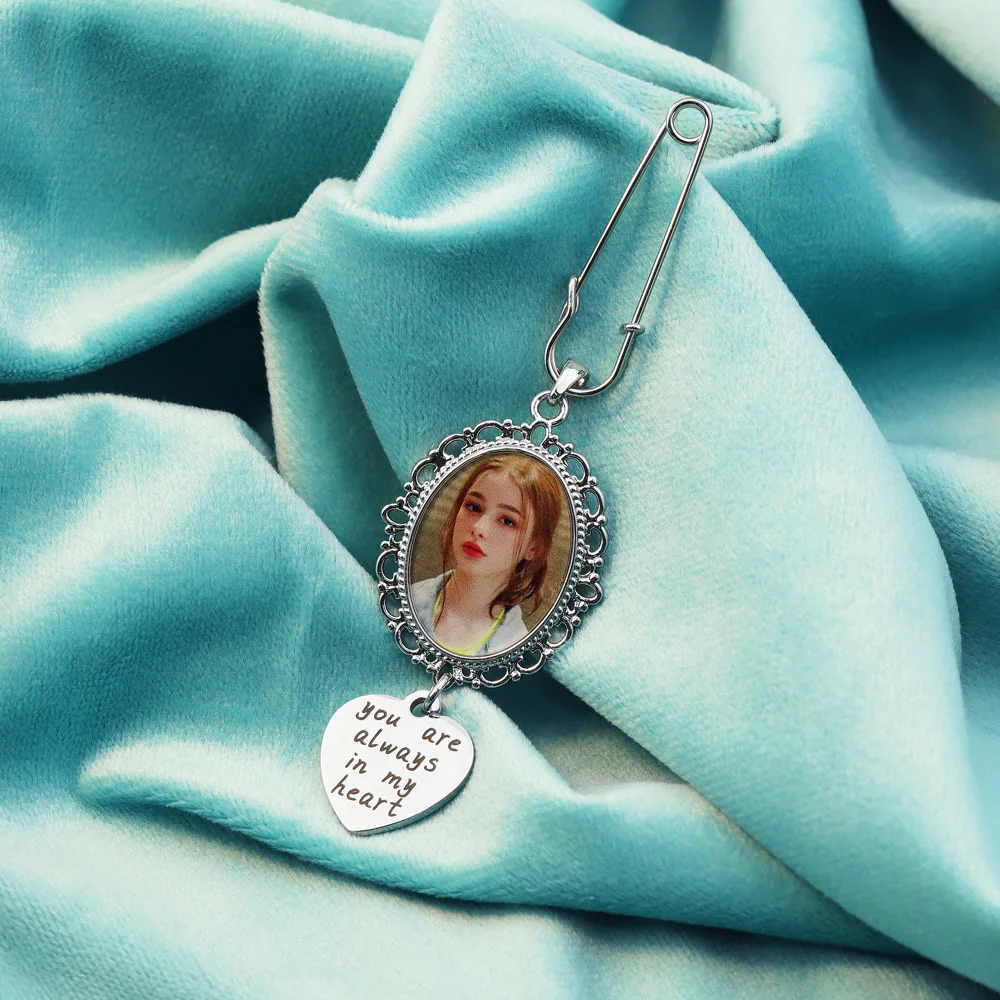 Custom Your Photos Brooch With Warm Taxt Wedding Gift - Image 5