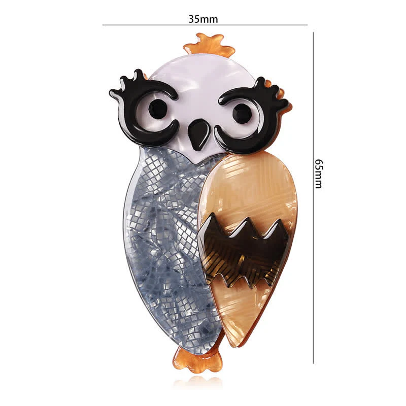 Cute Blue Owl Bird Handmade Acrylic Brooch - Image 5