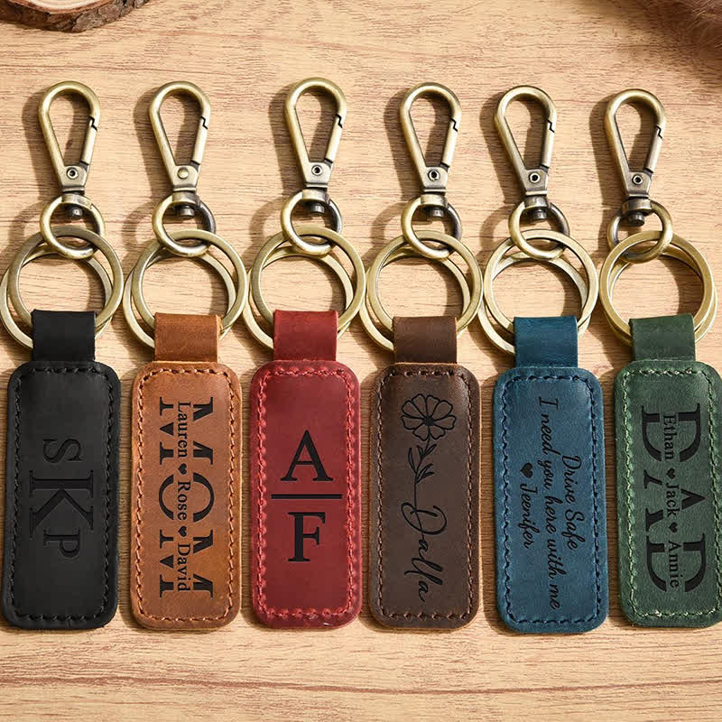 Cutsom Engraved Personalized Gift Leather Keychain - Image 11